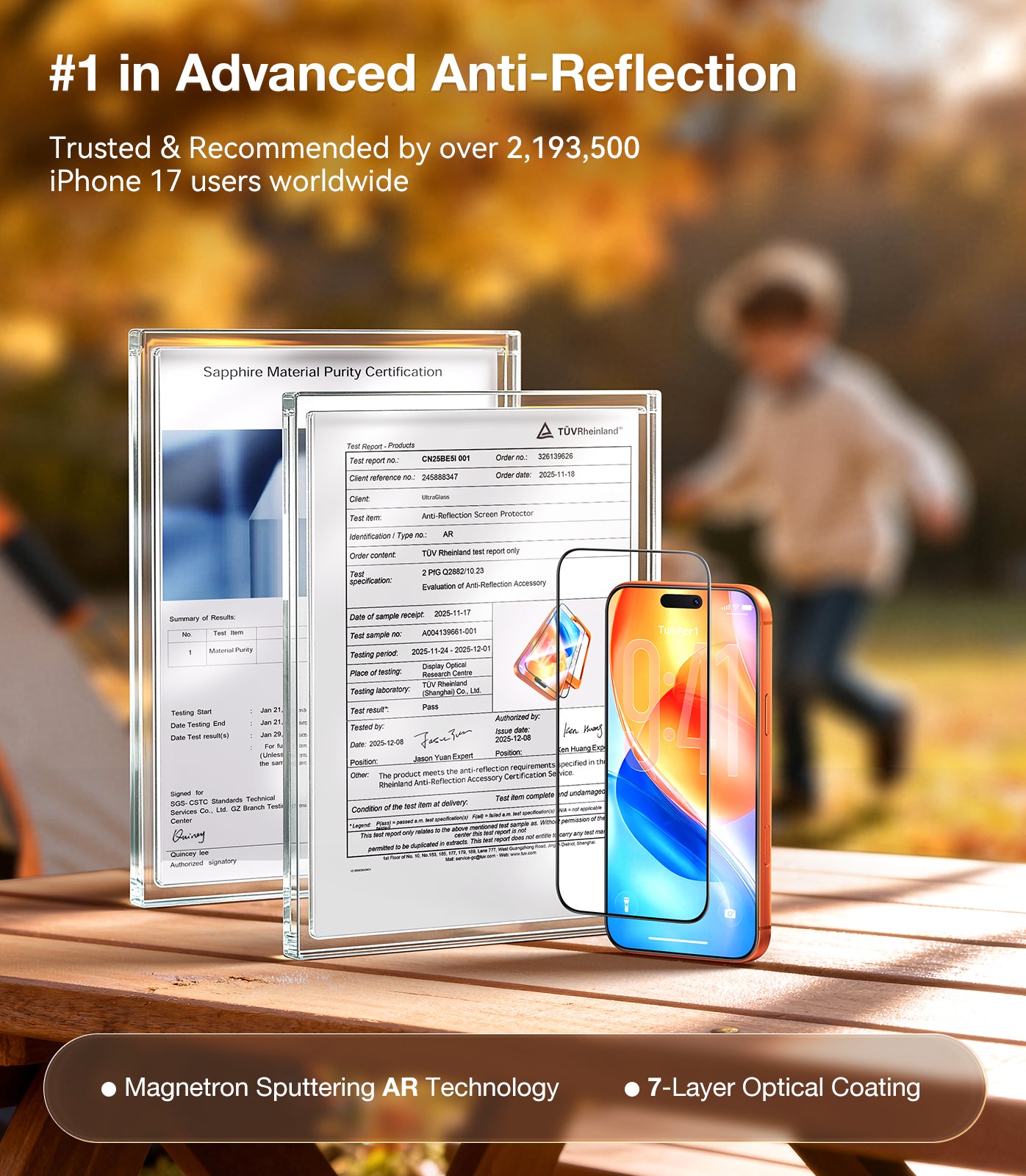 UltraGlass iPhone 17 Pro Max Anti-Reflection Screen Protector, 2 Pack