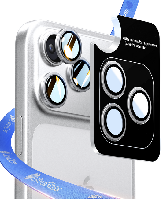 UltraGlass iPhone 17 Pro/Pro Max Camera Lens Protector, White Titanium