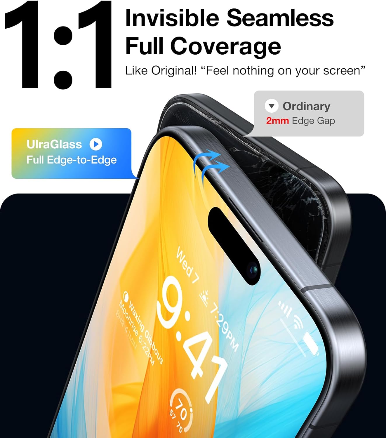 UltraGlass UNBREAK TOP 9H+ Glass for iPhone 16 Pro Max Screen Protector (12FT Military Grade Shatterproof) Screen Protector 16 ProMax Tempered Glass (Longest Durable) Full Edge Coverage 6.9" 2 Pack