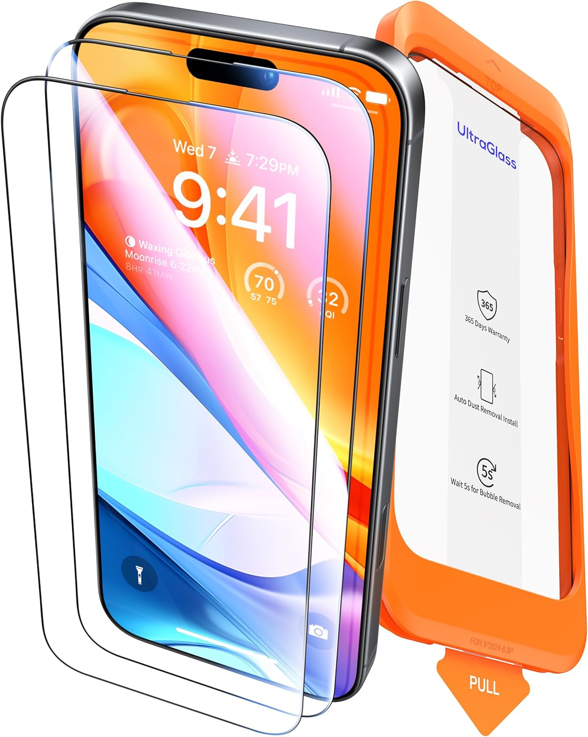 UltraGlass Unbreak Top 9H+ Glass for iPhone 16 Plus Screen Protector [12FT Military Grade Shatterproof] Screen Protector 16 Plus [Full Coverage] 16 Plus Tempered Glass [Longest Durable] 2 Pieces