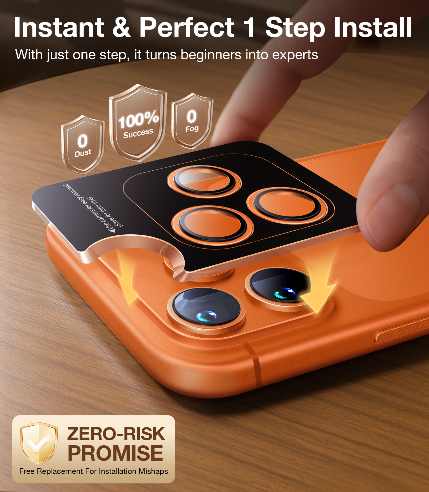 UltraGlass iPhone 17 Pro Max, 17 Pro Camera Lens Protector , Cosmic Orange