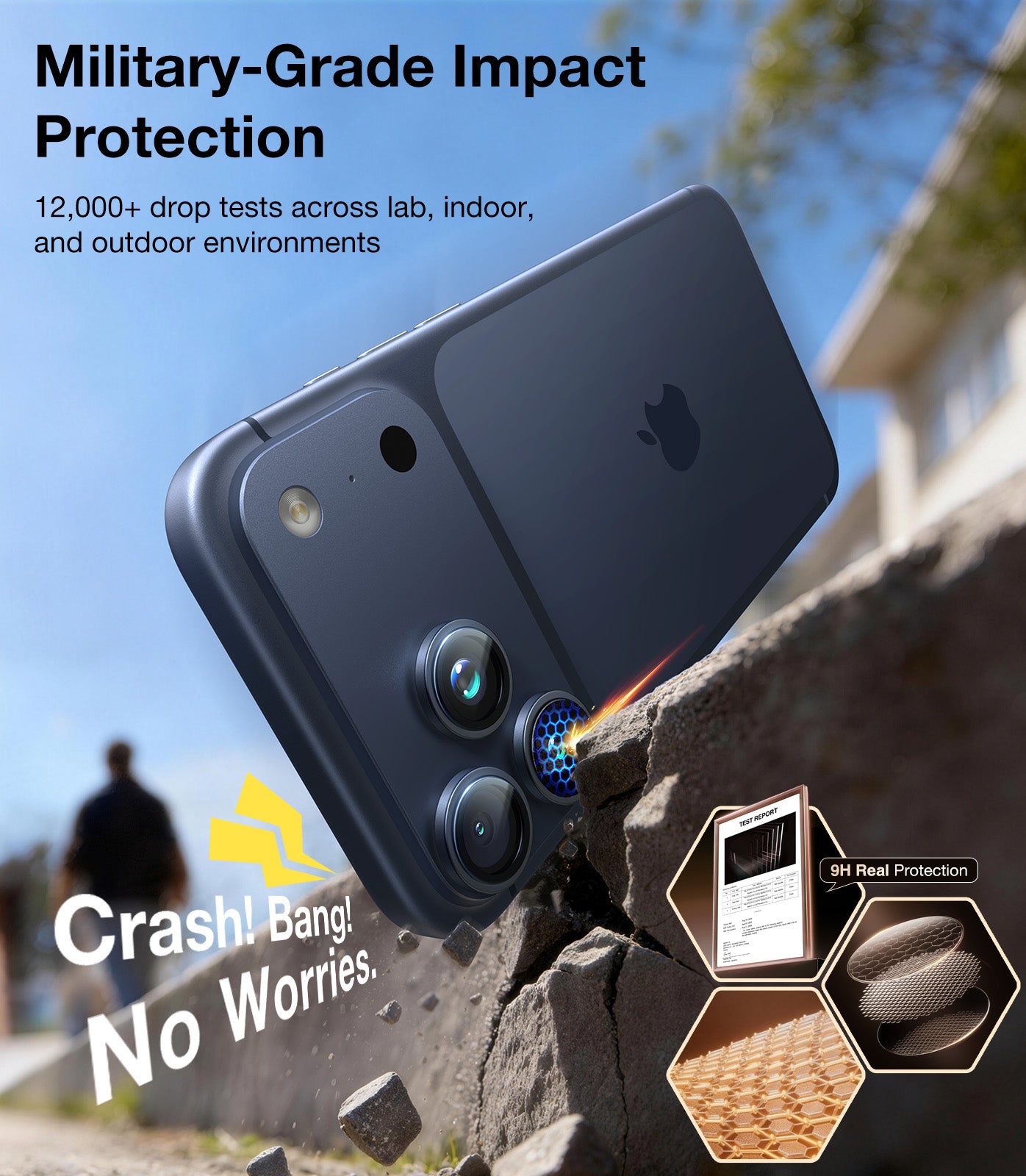 UltraGlass iPhone 17 Pro Max, 17 Pro Camera Lens Protector , Deep Blue